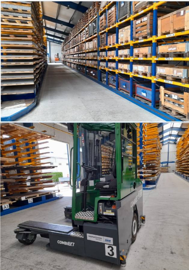 2-es raktár targonca és állványok