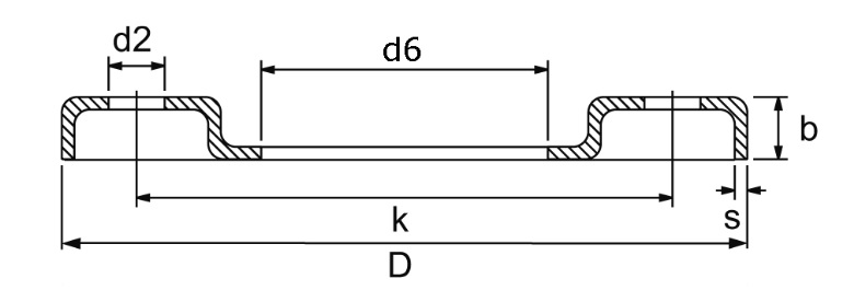 Lemezből sajtolt laza karima műszaki rajza